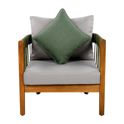 Tavithalae Acacia Wood Outdoor Club Chair with Water-Resistant  Cushions