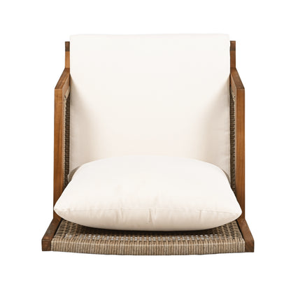 Aplore Outdoor Acacia Wood Club Chair with Cushions