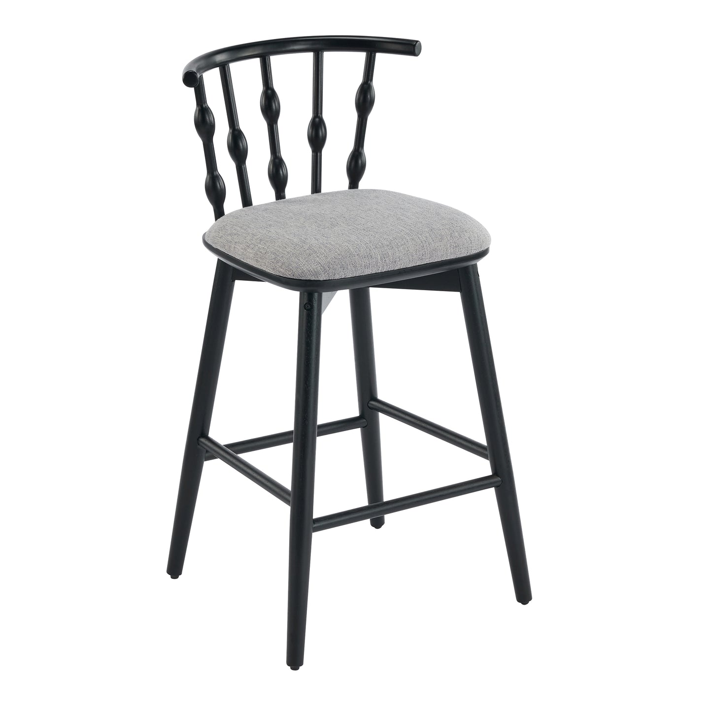 Dorio Indoor Wooden Barstool, Wood Finish With Beige Upholstery, Set of 2