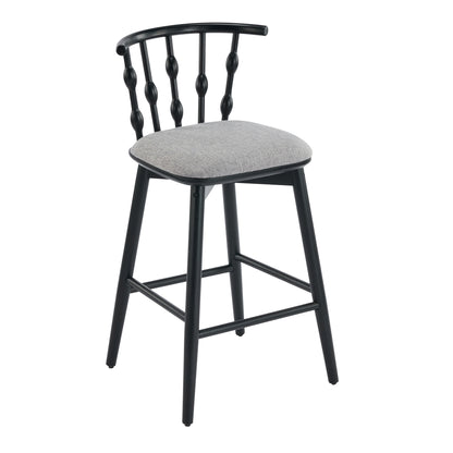 Dorio Indoor Wooden Barstool, Wood Finish With Beige Upholstery, Set of 2