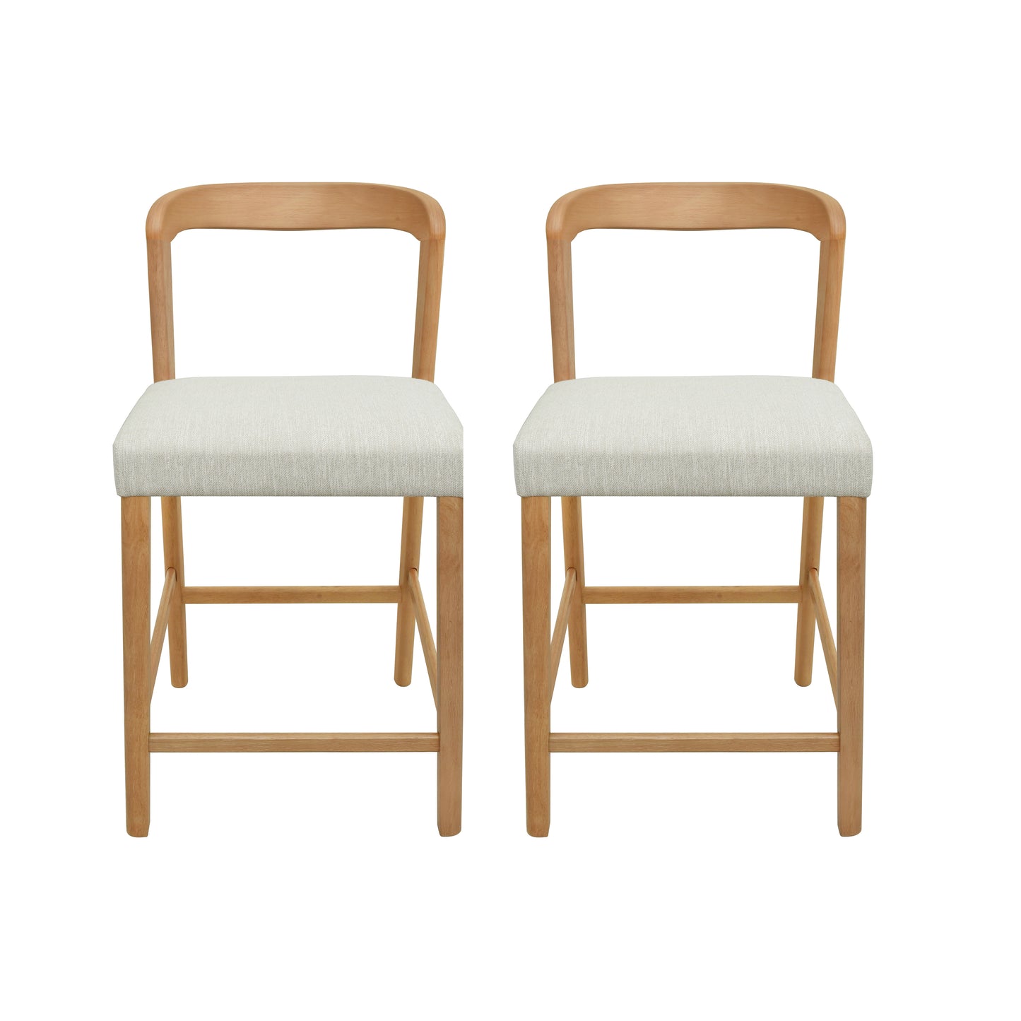 Cavovasir Solid Rubber Wood Counter Stools,Set of 2