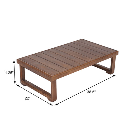 Andrae Outdoor Acacia Wood Loveseat Set with Coffee Table