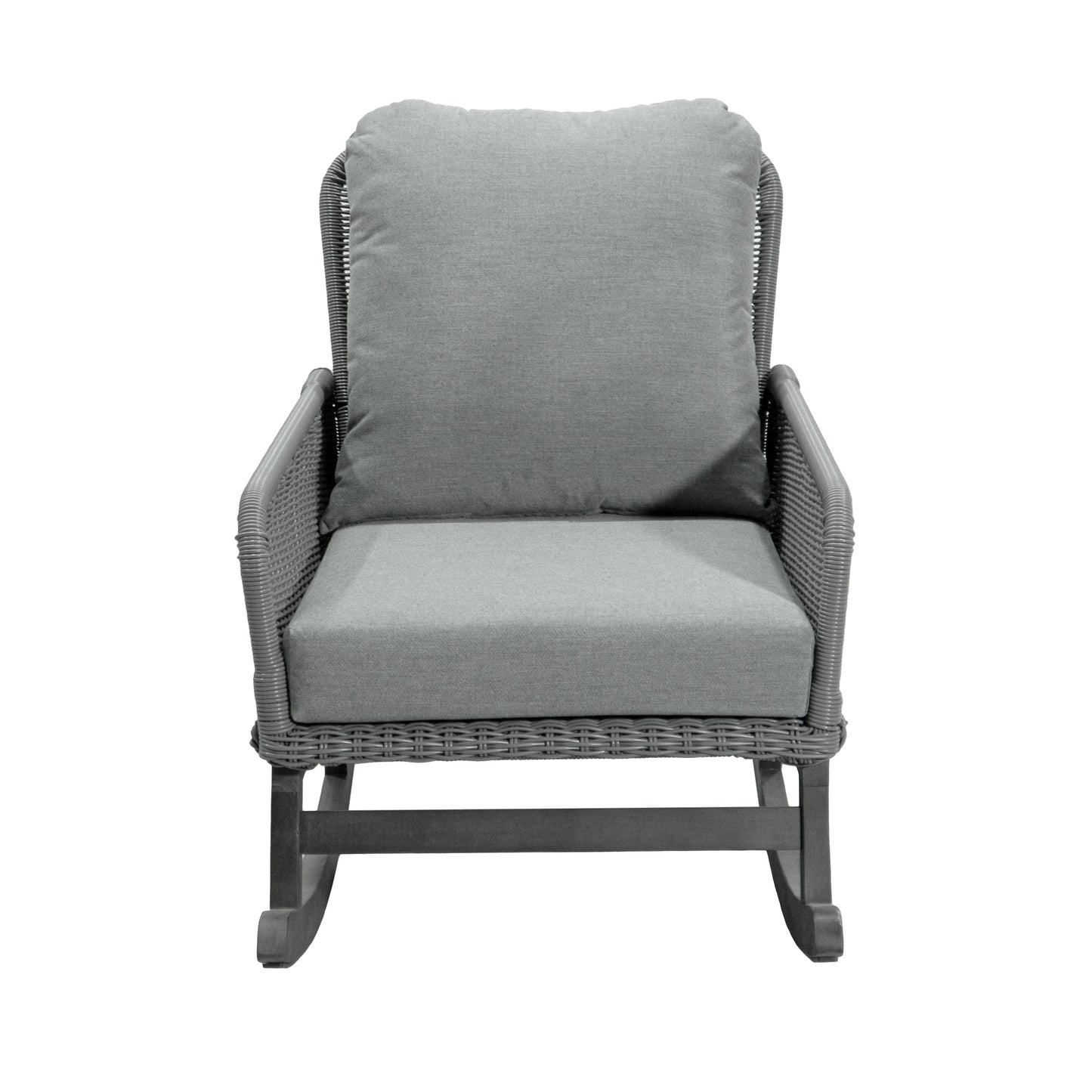 Elarcanium Contemporary Minimalist Gray Wicker Rocking Chair with Polyester Cushions