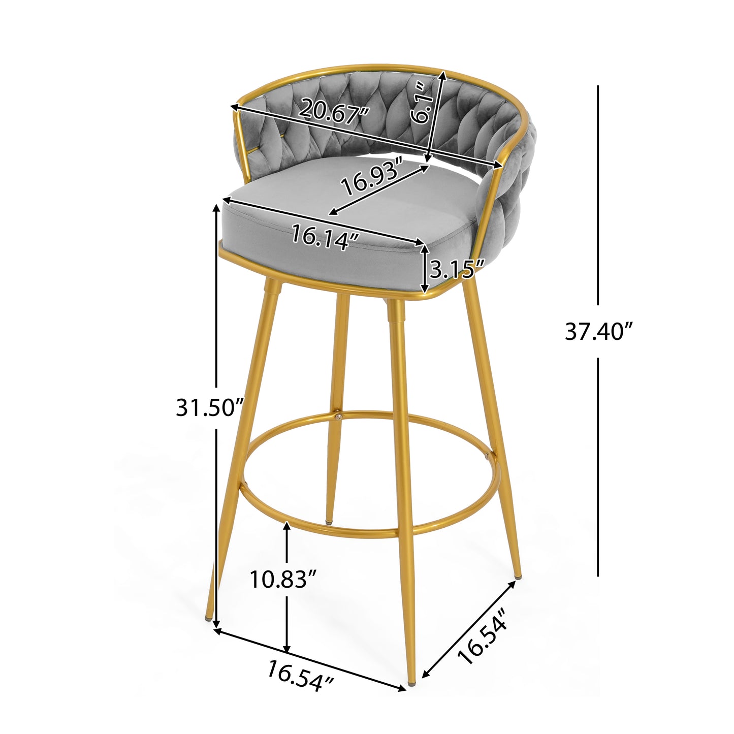 Flufy Modern Swivel Counter Height Bar Stools Barstool,Set of 2