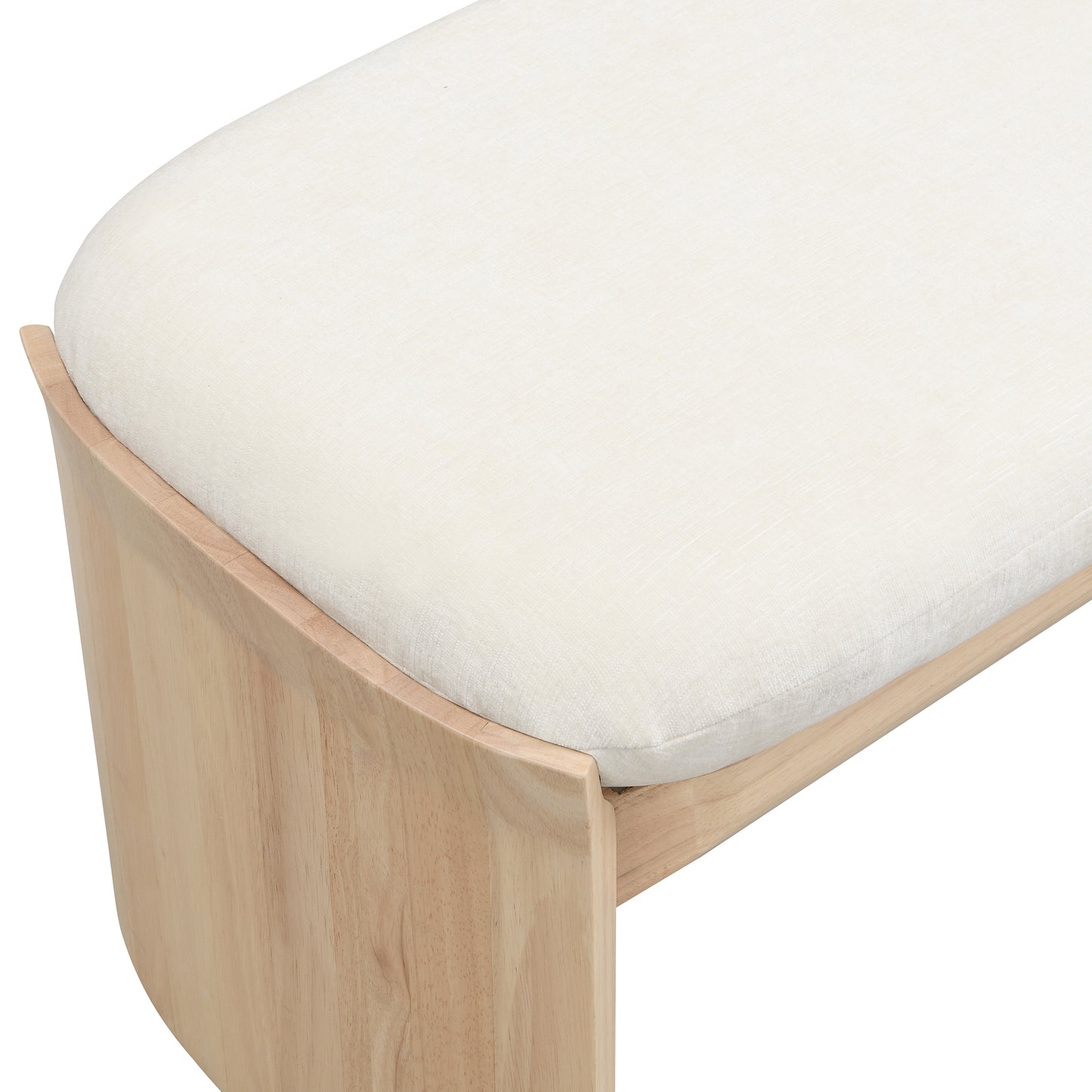 Nirithora 51.5 Inch Beige Rubber Wood Footstool For Bedroom and Living Room