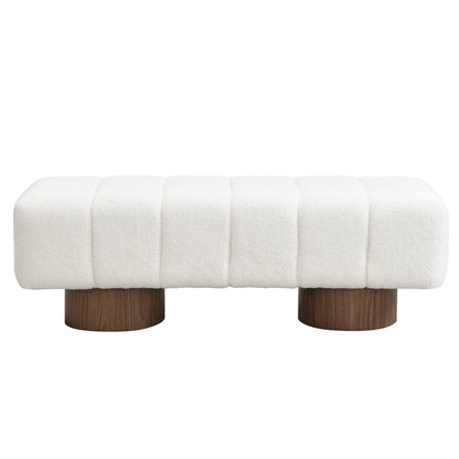 Sylithar Chenille Fabric Upholstered Dining Bench, End of Bed Entryway Bench Ottoman