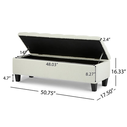 HaChe Ottoman Bench with Storage,Boucle Surface, Rubber Wood Legs, 300 lbs Capacity