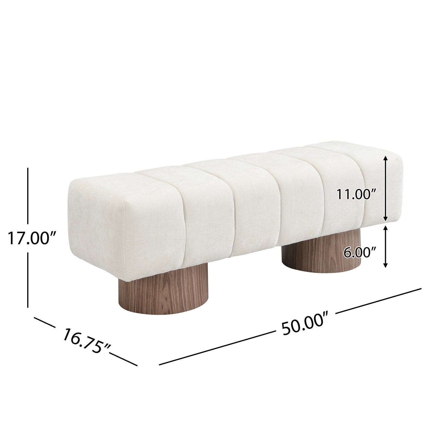 Sylithar Chenille Fabric Upholstered Dining Bench, End of Bed Entryway Bench Ottoman