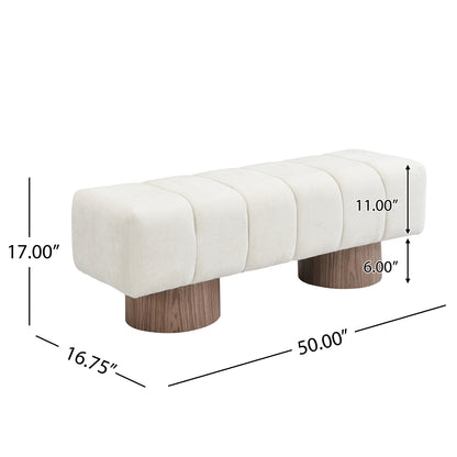 Sylithar Chenille Fabric Upholstered Dining Bench, End of Bed Entryway Bench Ottoman