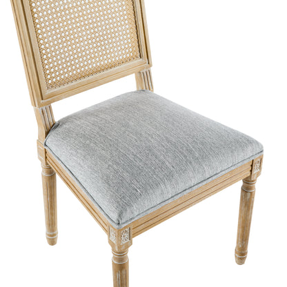 Dagoal French Country Dining Chairs - Elegant Cane Backrest & Upholstered Seats,Set of 2