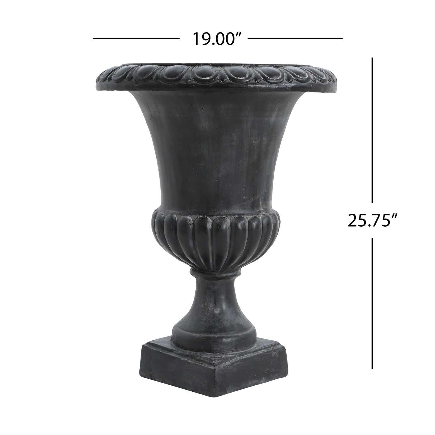 Caldrithar MGO Garden Artistic relief Urn, Antique Black, 25.75'' H