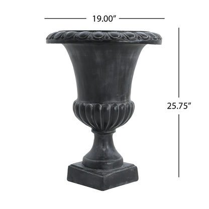 Caldrithar MGO Garden Artistic relief Urn, Antique Black, 25.75'' H