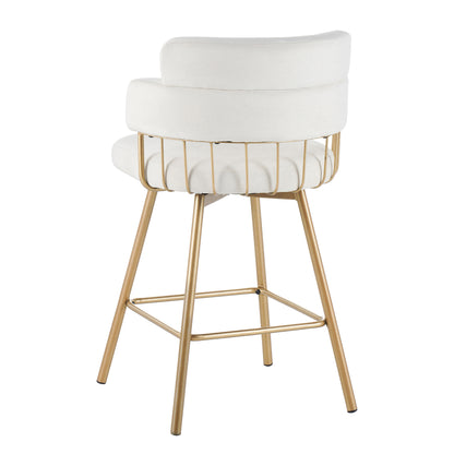 Novimonir 26" Counter Height Bar Stools Set of 2, 180° Swivel Upholstered Barstools