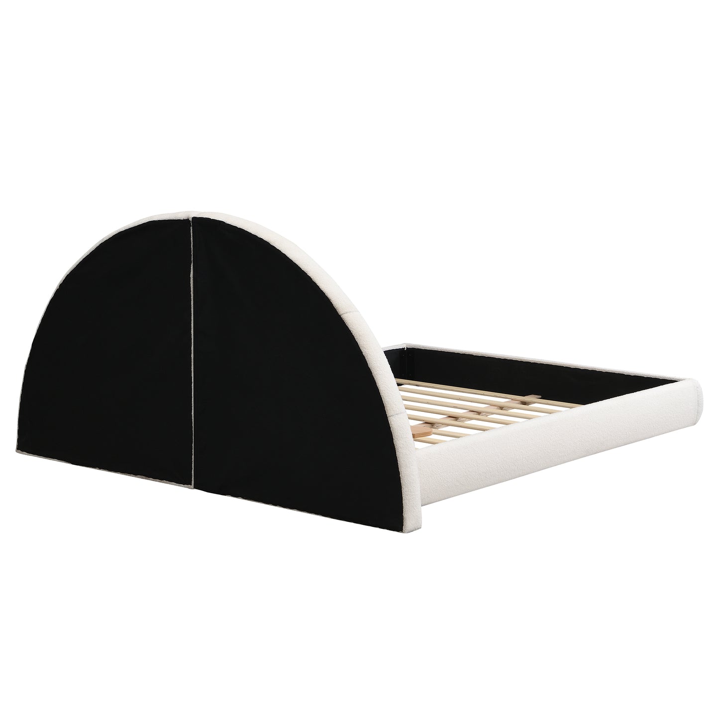 Nylorith Modern Nordic Design Unique Arched Boucle Bed with Small Table,Queen