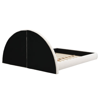 Nylorith Modern Nordic Design Unique Arched Boucle Bed with Small Table,Queen
