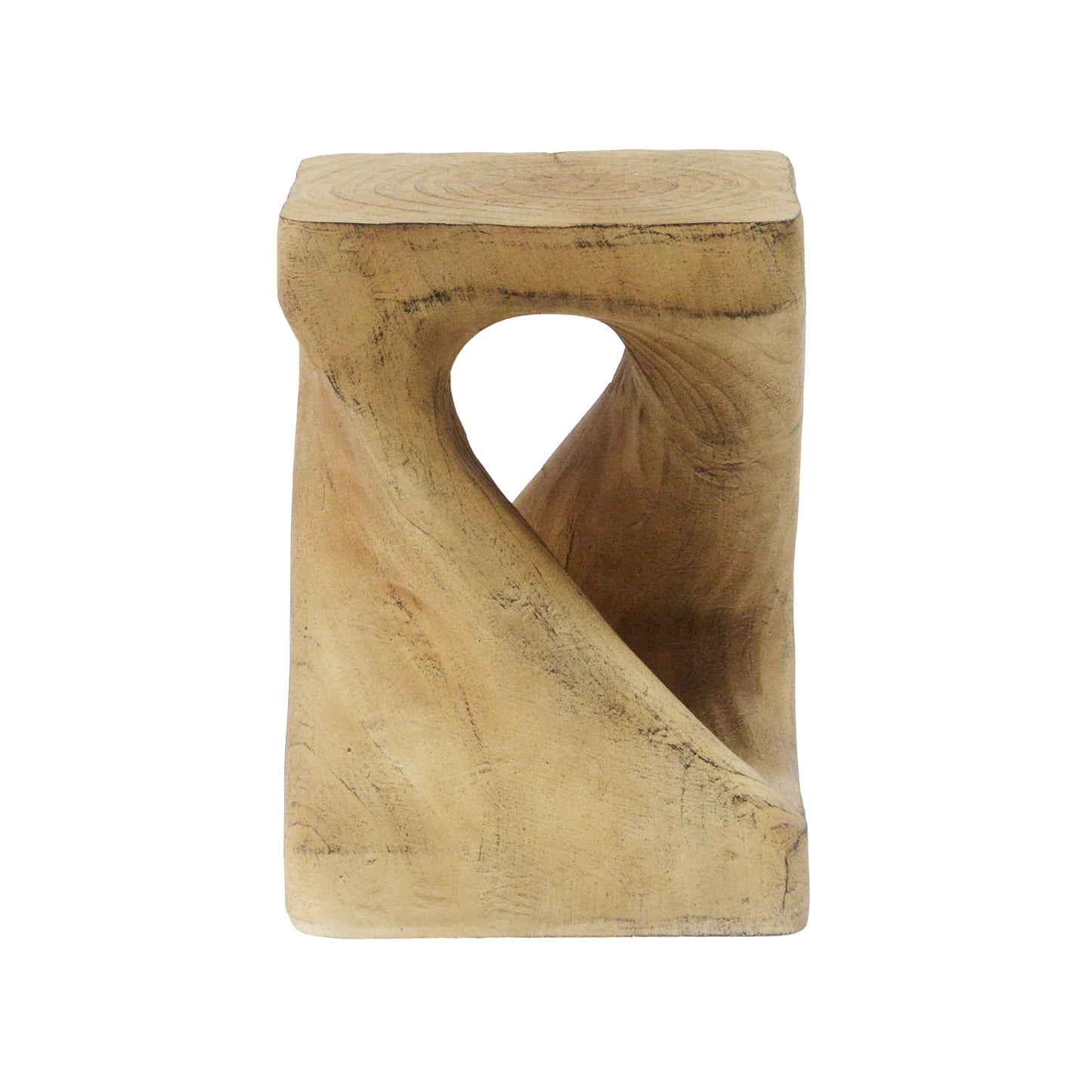 Woanar MGO Twist Shape Side Table, Wood-like texture