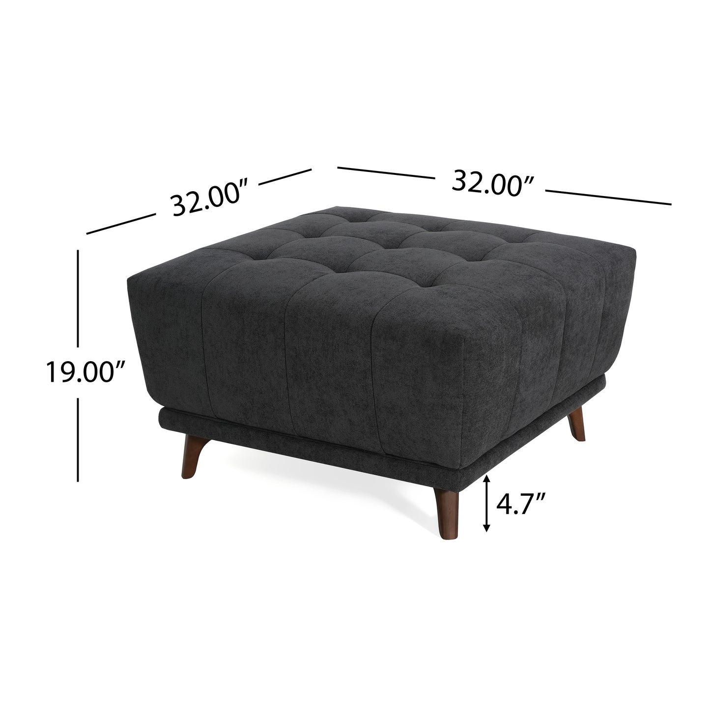 Sonicpeak Mid-Century Modern PU Upholstered Ottoman