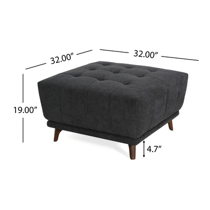 Sonicpeak Mid-Century Modern PU Upholstered Ottoman