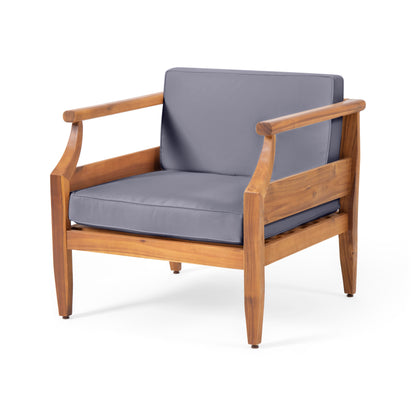 Bianca Outdoor Acacia Wood Club Chairs with Cushions