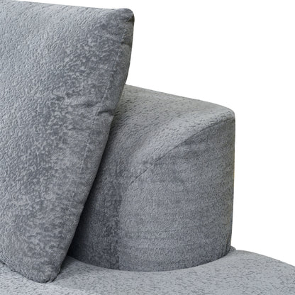 Orellar 116" Modern Curved Sectional Sofa with High-Density Fully Compressed Sponge and Chaise Lounge, Pearl Upholstery