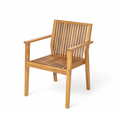 Somadorin Patio Dining Chair Set of 2 - Sturdy Acacia Wood, Comfortable Waterproof Seating