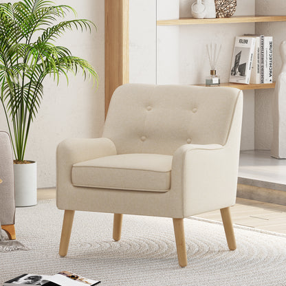 Tapara Mid-Century Modern Armchair - Tufted Fabric Accent Chair.
