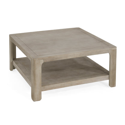 Irystor Outdoor Patio Square Coffee Table With Storage,Light Ash