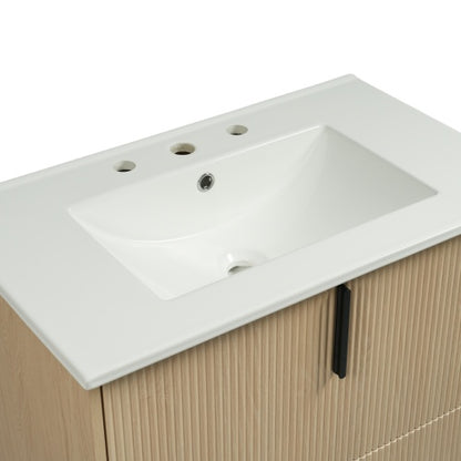 Peaken 30" Bathroom Vanity with Ceramic Sink and Full-Extension Drawers, Soft Close Undermount Drawer Slides
