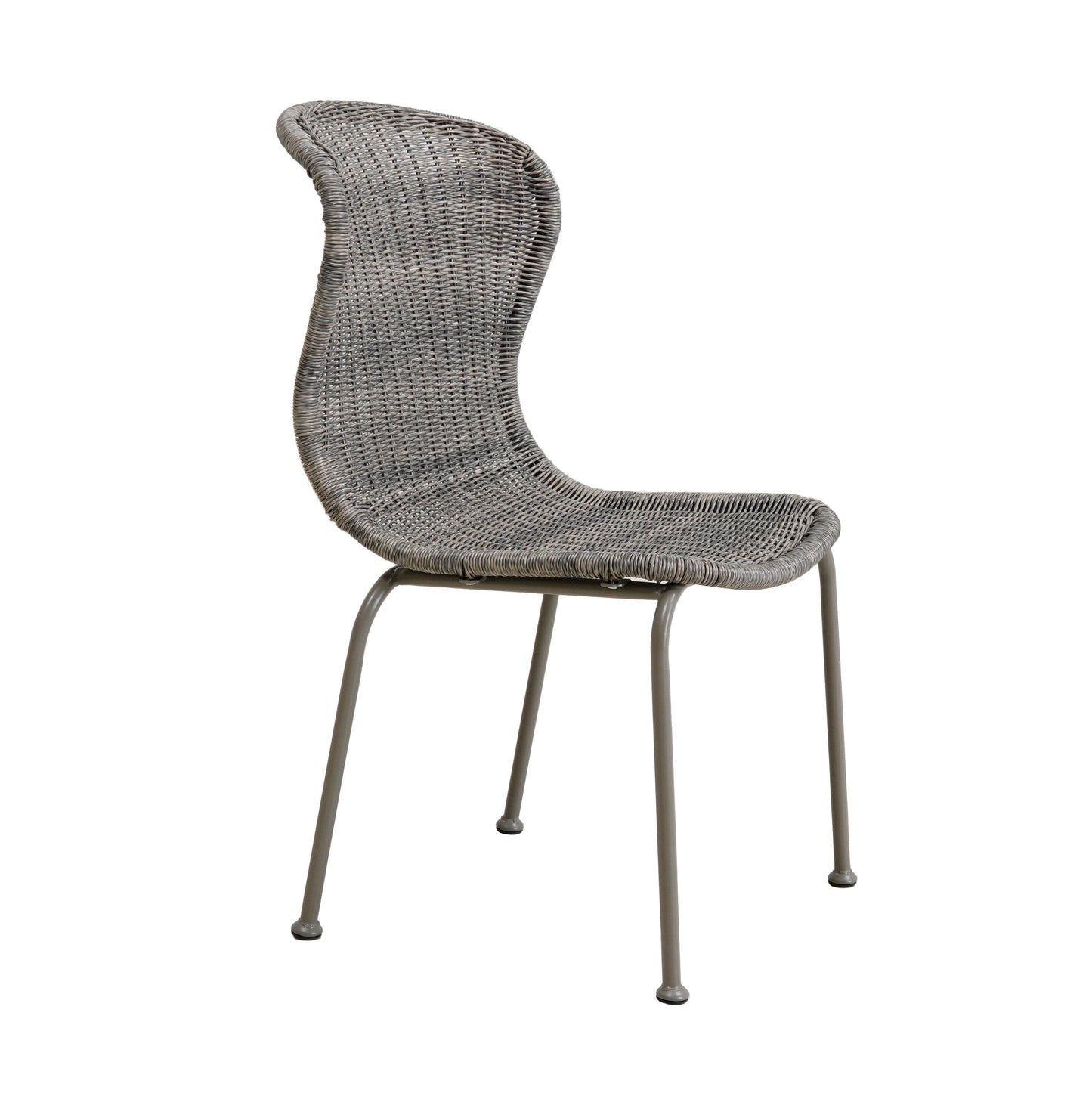 Boho Outdoor Wicker Dining Chair Curved Scroll Back,Set of 2