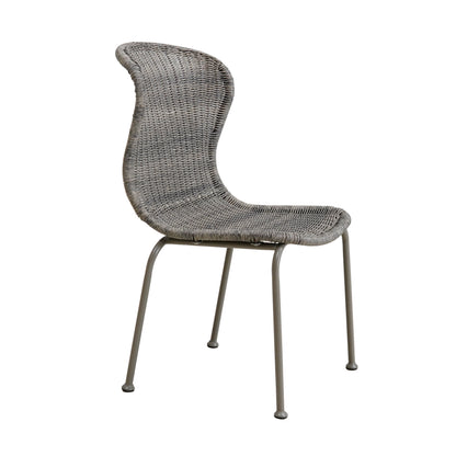 Boho Outdoor Wicker Dining Chair Curved Scroll Back,Set of 2