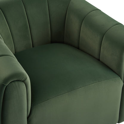Lithe Monroe Velvet Swivel Club Chair,Armchair with 360-Degree Rotation,Upholstered Barrel Swivel Sofa Chair for Living Room/Bedroom,Tufted Back,Thick Cushion, Iron Base, Olive Green