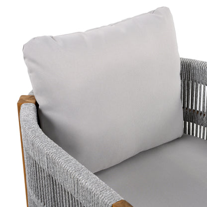 Sylvia Outdoor Dining Set with Acacia Wood Table and 6 Chairs,Waterproof Cushions