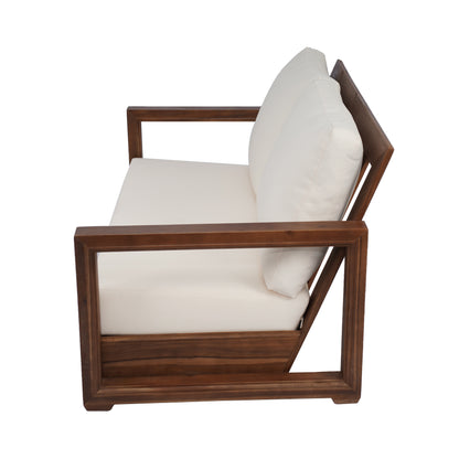 Andrae Outdoor Acacia Wood Loveseat Set with Coffee Table