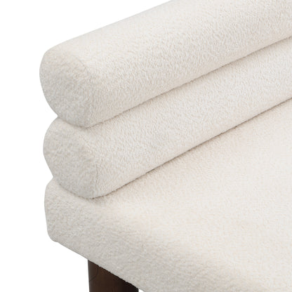 Aetherin Upholstered Dining Bench, Boucle Ottoman for Dining Room, Bedroom, Living Room