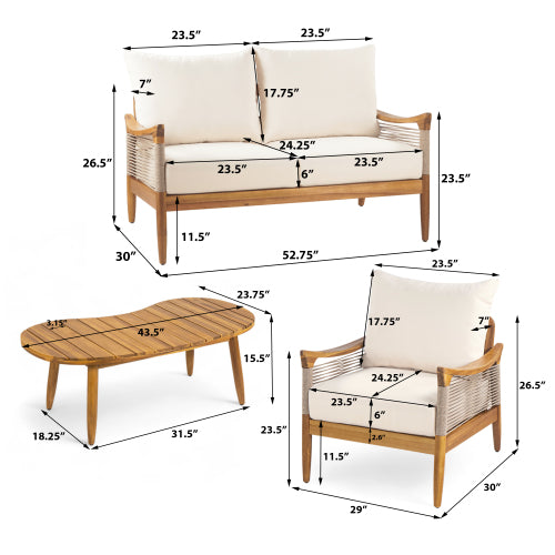 Brsinal Outdoor Patio Conversation Sets,with Cushions and Coffee Table