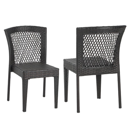Brisa Outdoor Dining Chairs, Stackable Chairs with UV-Resistant PE Rattan and Steel Frame, Supports 400lbs,Set of 2