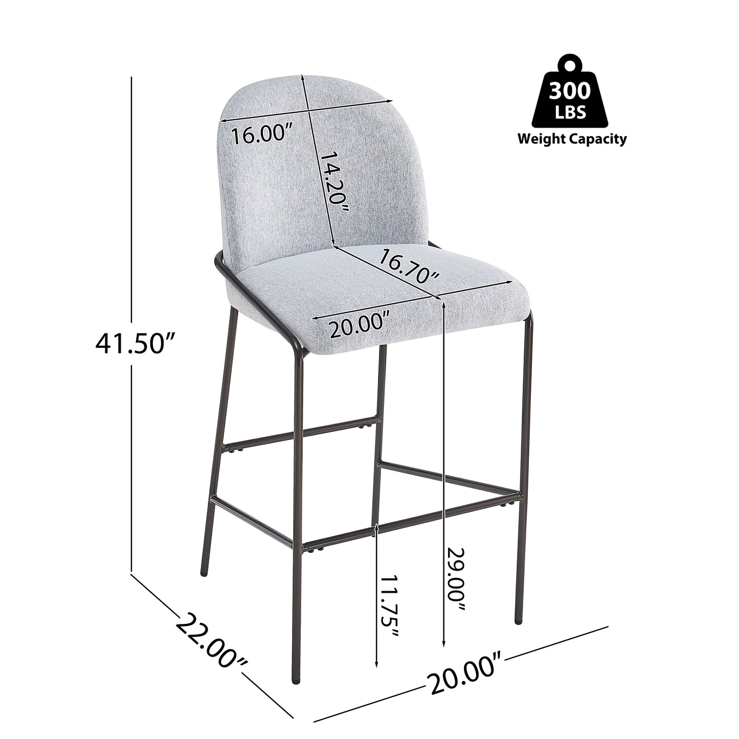 Galence Indoor Metal Upholstered Barstool, Antique Bronze Finish Frame, Set of 2