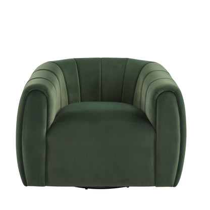 Lithe Monroe Velvet Swivel Club Chair,Armchair with 360-Degree Rotation,Upholstered Barrel Swivel Sofa Chair for Living Room/Bedroom,Tufted Back,Thick Cushion, Iron Base, Olive Green