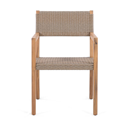 Velquinn Outdoor Dining Chairs Set of 2, Acacia Wood Frame and PE Wicker