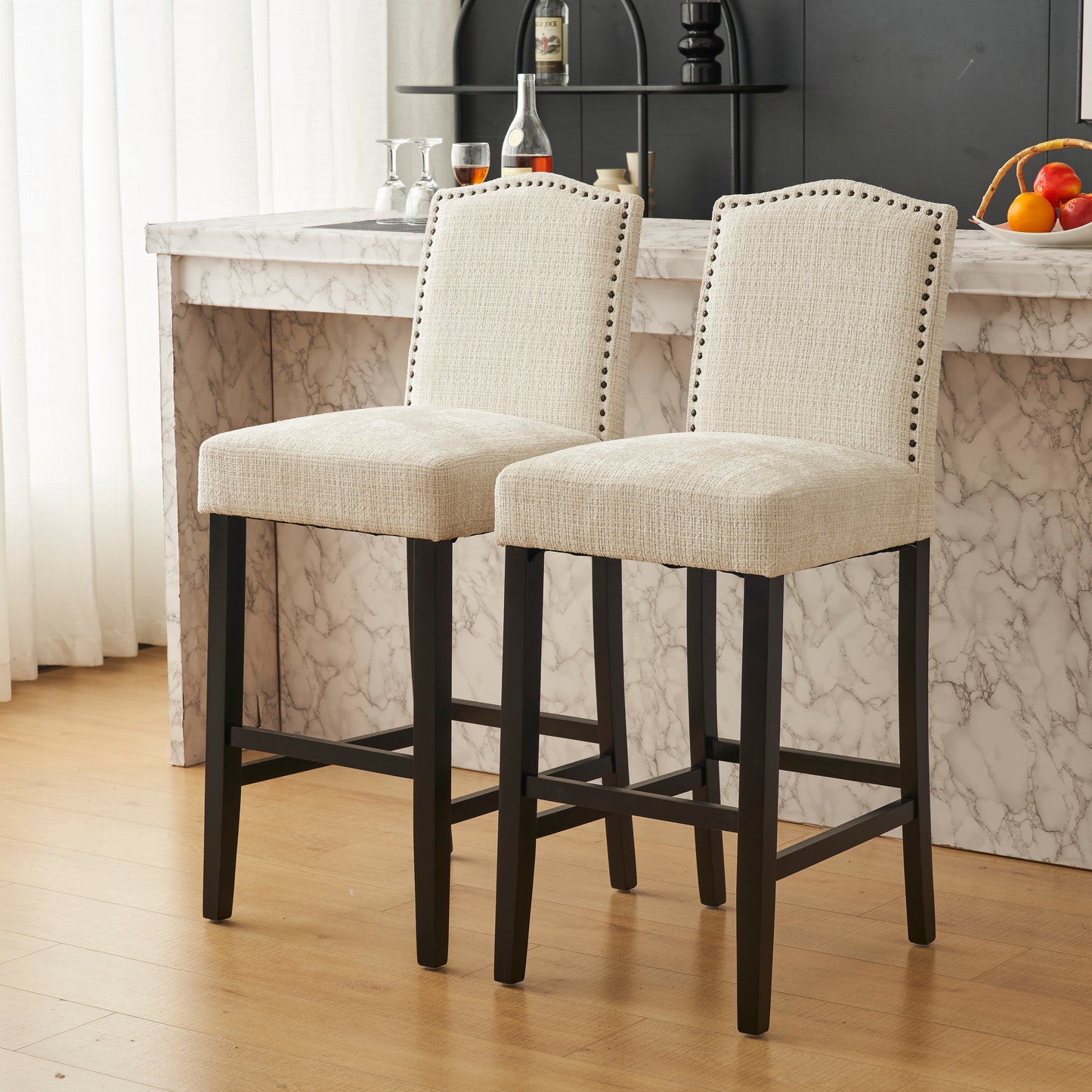 Njordian Counter Height Upholstered Bar Stools,Set of 2