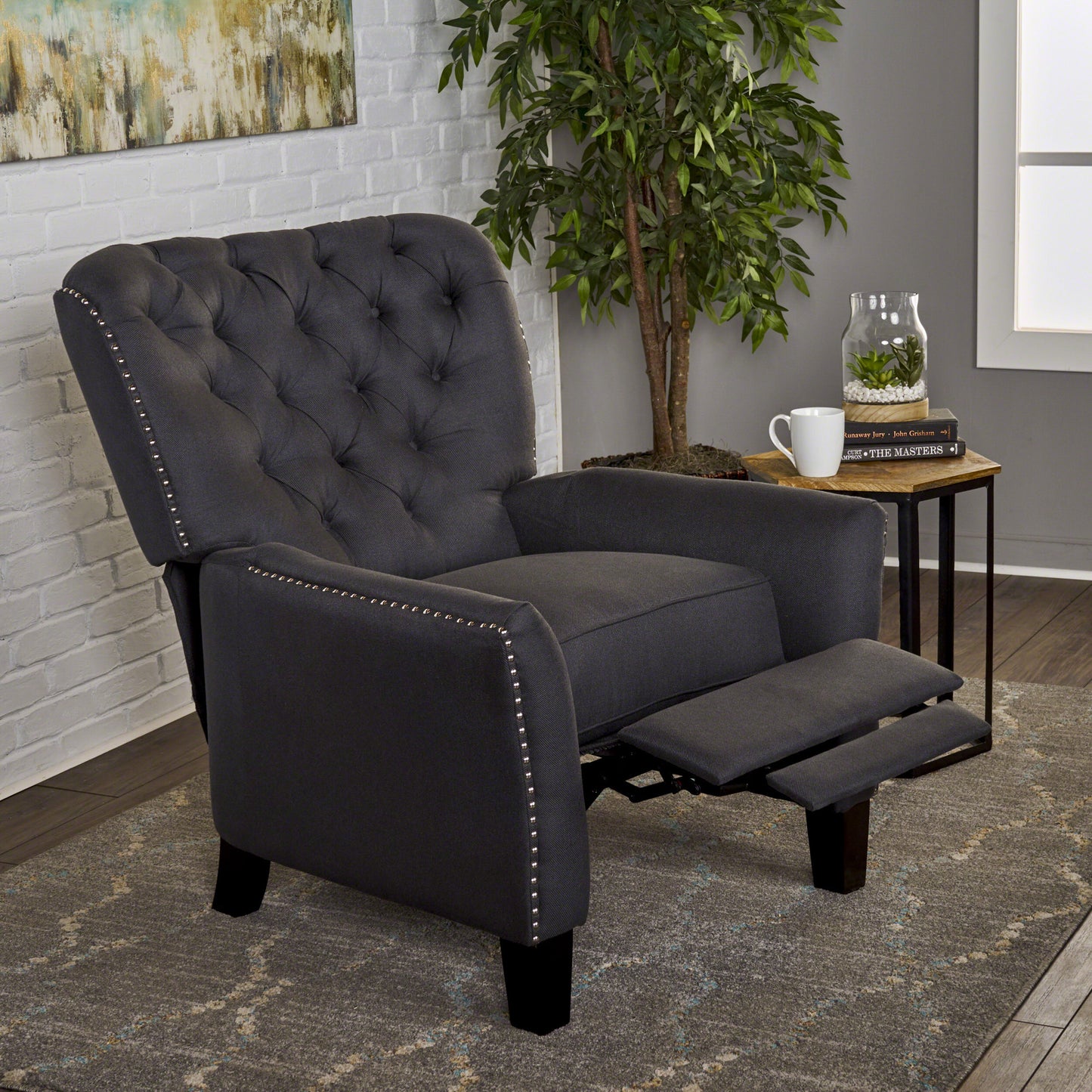 Finnion Modern Fabric Push Back Recliner