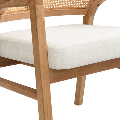Malaneta Wooden Frame Dining Chair with rattan back,set of 2