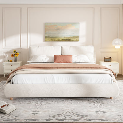 Maeve Upholstered Platform Bed with Two Removable Pillow Headboard