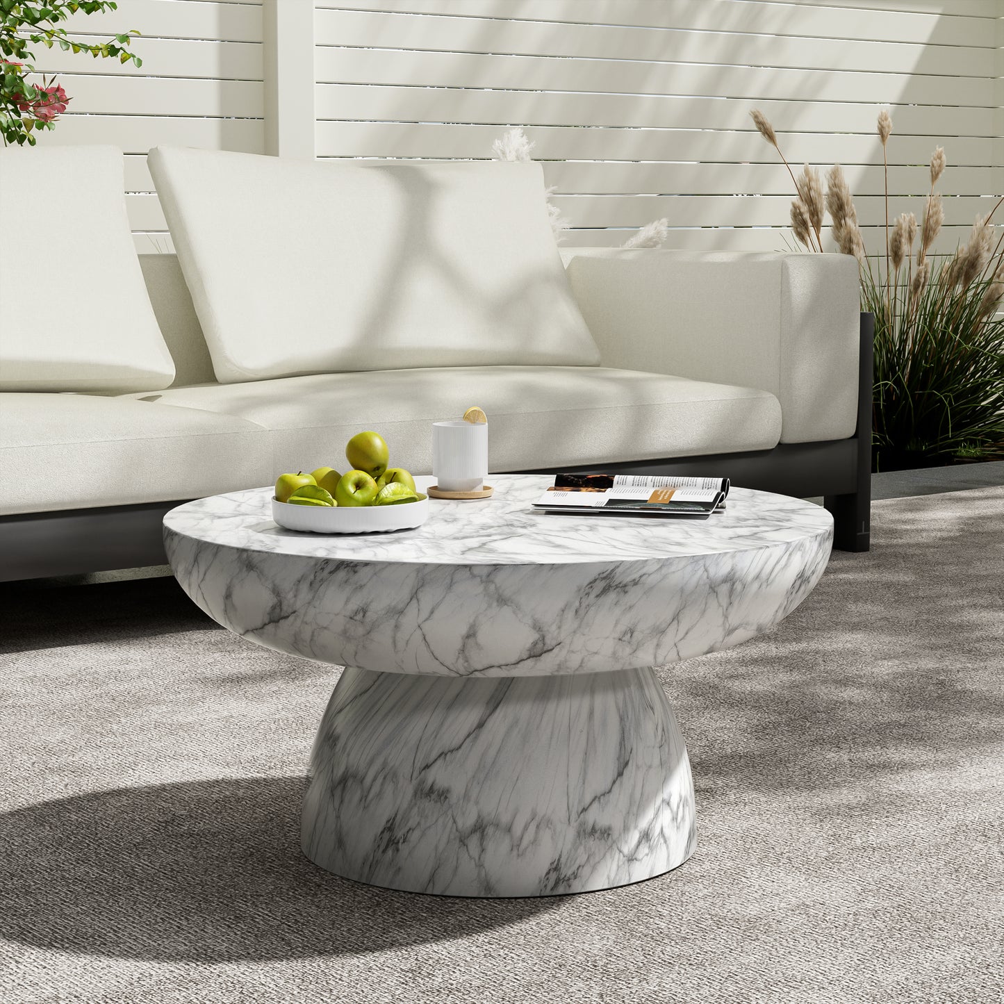 Zireveth MGO Faux Marble Coffee Table for Both Indoor and Outdoor Use