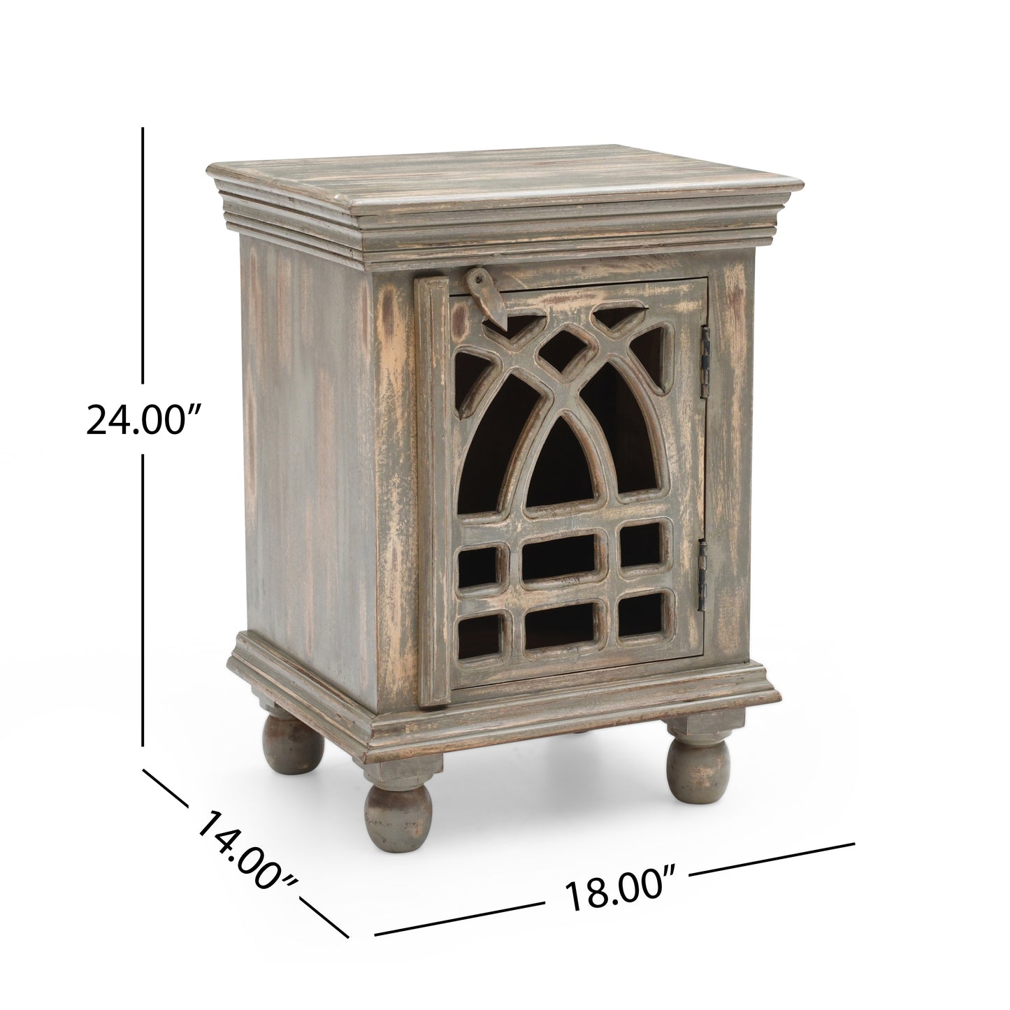 Hearthlyn Antique Grey Wood Nightstand