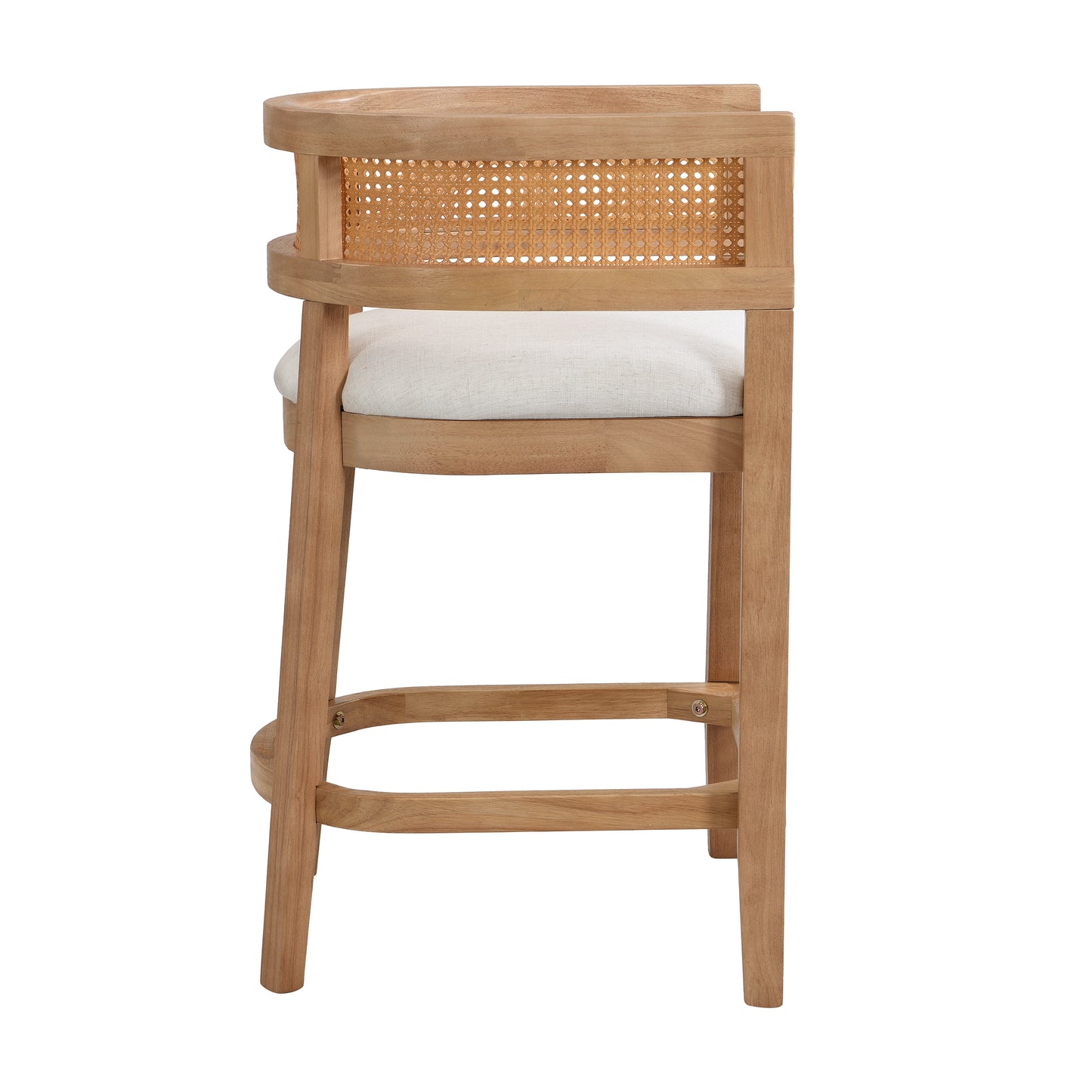 Isidore Wood And Rattan Upholstered Arm Counter Stools,Set of 2