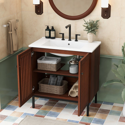 Ottavina Vintage Bathroom Vanity with Ceramic Sink,Cabinet