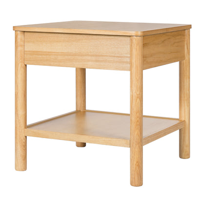 Fintan Simple light luxury geometric solid wood end table natural rubber wood