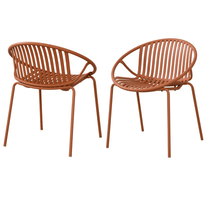 Hespera Patio Dining Chairs with Metal Legs & Breathable Plastic Backrest