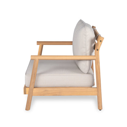 Selyric Patio Acacia Wood Chat Set, Club Chair + Coffee Table with Water-resistant Cushion